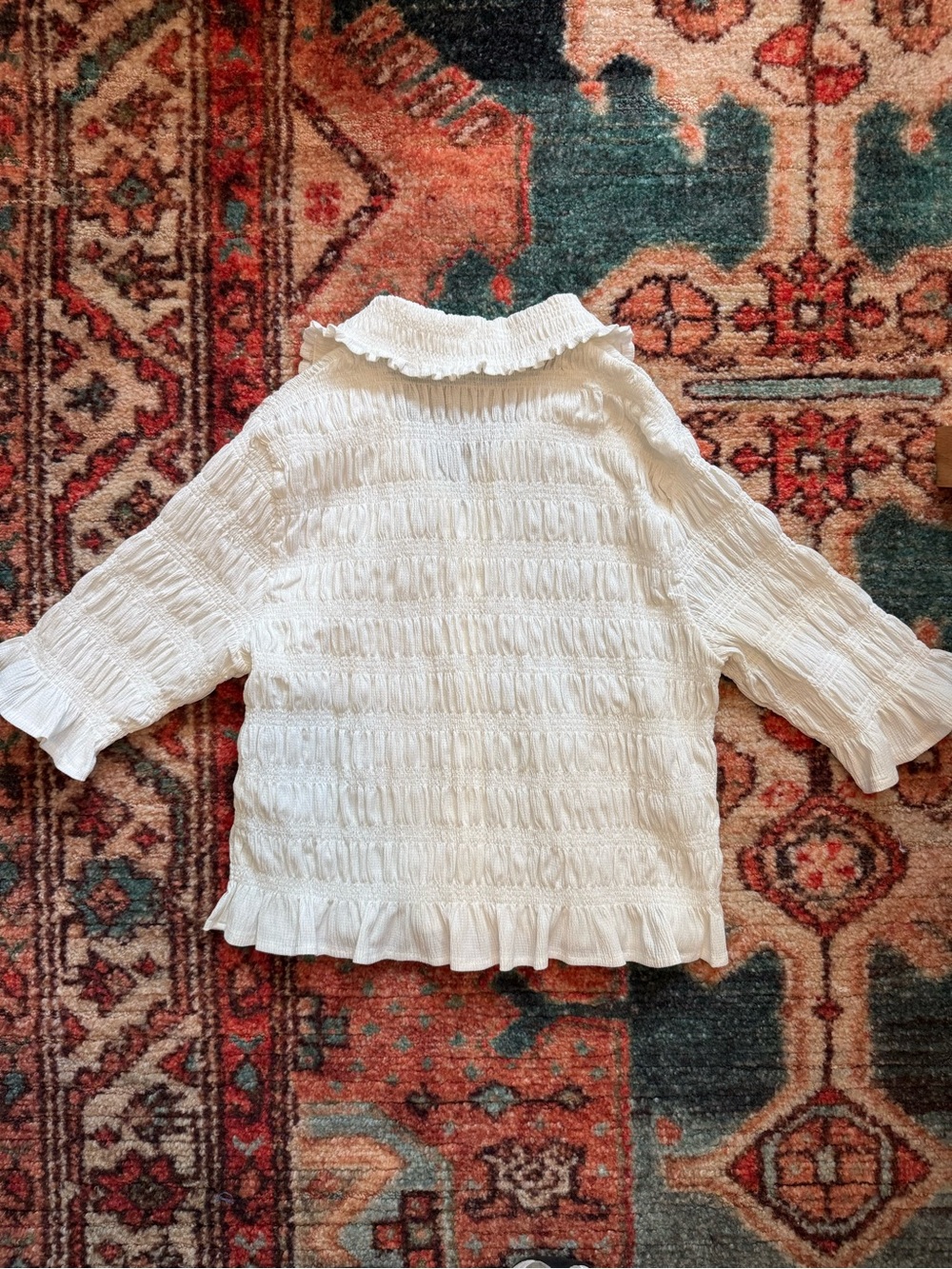 *In store currently* Anthropologie Maeve Smocked Button-Front Top - Picture 8 of 9
